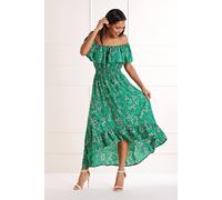 Yumi Green Floral Bardot Maxi Dress Green 22