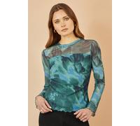 Yumi Green Floral Mesh Top Green 8