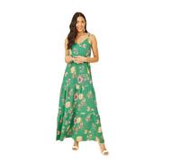 Yumi Green Floral Strappy Tiered Maxi Dress 8 Green