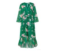 Yumi Green Floral Wrap Dress with Dipped Hem 12 Green