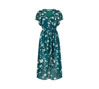 Yumi Green Floral Wrap Midi Dress with Frill Hem (UK, Numeric, 16, Regular, Regular, Green)