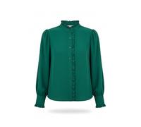 Yumi Green Frill High Neck Shirt (UK, Numeric, 8, 10, Regular, Regular, Green)