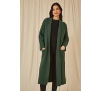 Yumi Green Knitted Maxi Cardigan With Pockets Green M