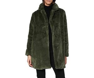Yumi Green Longline Faux Fur Coat 10 Khaki