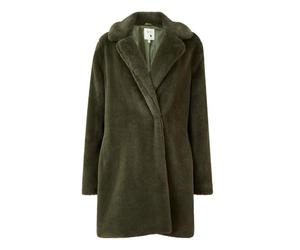 Yumi Green Longline Faux Fur Coat