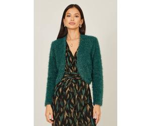 Yumi Green Metallic Fluffy Eyelash Bolero Green