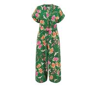 Yumi Green Recycled Crane Print Jumpsuit With Matching Belt (Green, 8)