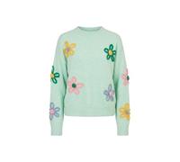 Yumi Green Relaxed Flower Embroidered Jumper (UK, Alpha, S, Regular, Regular, Green)