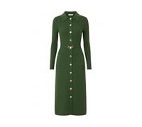 Yumi Green Rib Knit Midi Shirt Dress with Snaffle Belt