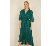 Green Sequin Kimono Midi Wrap Dress Yumi Green 22