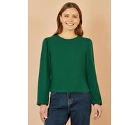 Yumi Women's Green Stretch Cotton Jersey Long Sleeve Top | Size: 14 Yumi Green 14