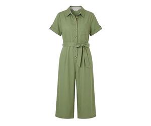 Yumi Green Twill Viscose Utility Jumpsuit