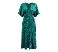 Yumi Green Velvet Kimono Midi Dress, V-Neck, 114.5 cm Length (UK, Numeric, 18, Regular, Regular, Green)
