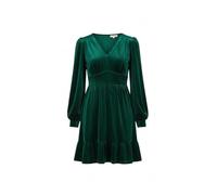 Yumi Green Velvet Long Sleeve Skater Dress (UK, Numeric, 8, Regular, Regular, Green)