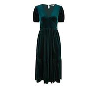 Yumi Green Velvet Midi Dress (UK, Numeric, 14, Regular, Regular, Green)