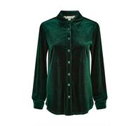 Yumi Women's Green Velvet Relaxed Fit Shirt | Size: 14 Yumi Green 14