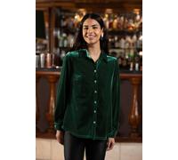 Yumi Women's Green Velvet Relaxed Fit Shirt | Size: 8 Yumi Green 8