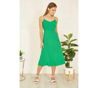 Yumi Green Viscose Tie Back Midi Sun Dress Green 16