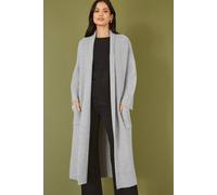 Yumi Women's Grey Knitted Maxi Cardigan With Pockets | Size: Large Yumi Grey L