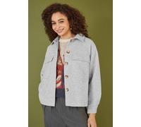 Yumi Grey Woven Shacket With Oversize Pockets Grey 14