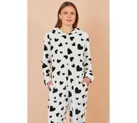 Yumi Women's Heart Print Onesie With Pockets in White | Size: 12