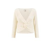 Yumi Ivory Cotton Crochet Twisted Bolero Top (UK, Alpha, S, Regular, Regular, White)