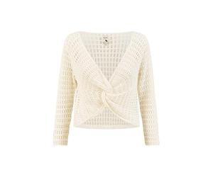 Yumi Ivory Cotton Crochet Twisted Bolero Top (UK, Alpha, S, Regular, Regular, White)