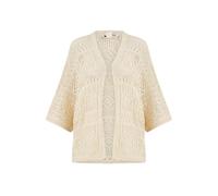 Yumi Ivory Crochet Edge to Edge 3/4 Sleeve Cardigan (UK, Alpha, S, Regular, Regular, Beige)