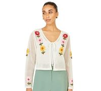 Yumi Ivory Crochet Embroidered Flower Bolero (UK, Alpha, L, Regular, Regular, White)