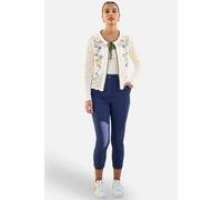 Yumi Women's Ivory Crochet Knitted Tie Front Cardigan With Floral Embroidery | Size: Small Yumi Ivory S
