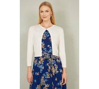 Yumi Ivory Diamante Button Cropped Cardigan S White