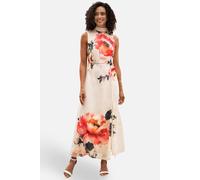 Yumi Ivory Flower Halter Neck Maxi Dress In Warm White Warm White 16