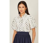 Yumi Women's Ivory Polka Dot Lace Boxy Shirt in Off-White | Size: 10 Yumi Off-White 10
