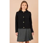 Yumi Knitted Frill Collar Jacket In Black Black