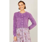 Yumi Women's Lavender Eyelash Knit Cropped Cardigan | Size: Large Yumi Lavender L
