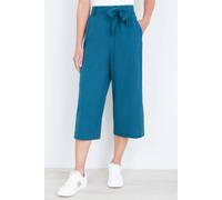 Yumi Women's Linen Mix Cropped Trousers With Tie Belt in Teal | Size: 12 Yumi Teal 12