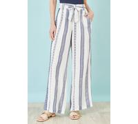 Yumi Linen Mix Cropped Trousers With Tie Belt In White White