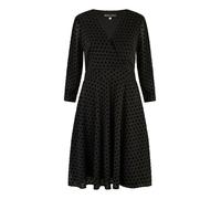 Yumi Mela Black Velour Spot 3/4 Sleeve Wrap Skater Dress 12 Black