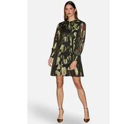 Yumi Women's Metallic Abstract Floral Tunic Dress in Metallic Gold | Size: 8