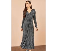 Yumi Women's Metallic Twist Waist Midi Dress in Black | Size: 10