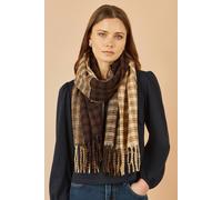 Yumi Mixed Check Brown Scarf Brown One Size