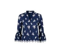 Yumi Navy Broderie Shirt with Fluted Sleeves