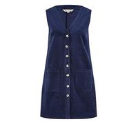 Yumi Navy Cord Button Through Pinafore Dress With Pockets Navy 16