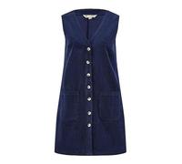 Yumi Navy Cord Button Through Pinafore Dress with Pockets (UK, Numeric, 8, Regular, Regular, Navy)
