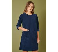 Yumi Navy Cord Tunic Dress With 3/4 Sleeves And Pockets Navy 8