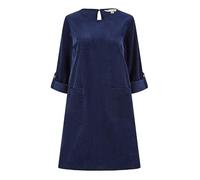 Yumi Navy Cord Tunic Dress with 3/4 Sleeves and Pockets (UK, Numeric, 14, Regular, Regular, Navy)