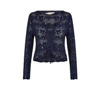 Yumi Navy Crochet Top with Front Ruching