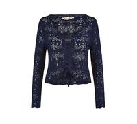 Yumi Navy Crochet Top with Front Ruching (UK, Alpha, L, Regular, Regular, Navy)