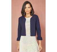 Yumi Women's Navy Cropped Cardigan With Bell Sleeves | Size: Medium Yumi Navy M