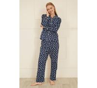 Yumi Navy Dachshund Brushed Cotton Pyjamas In Ivory Ivory S